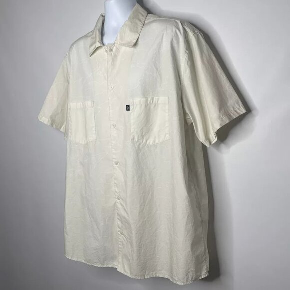 100 Thieves Ivory Cream White Abstract Printed Button Up Shirt - Picture 7 of 8